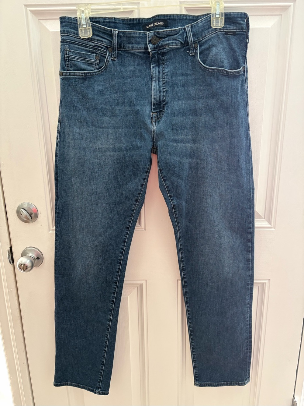 Mavi Zach Straight Leg Men's Skinny Jeans in Dark Blue Wash 38x34